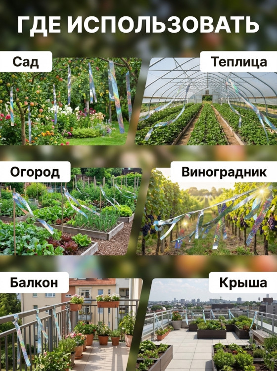 Светоотражающая лента от птиц  (100 м, 4,8 см)